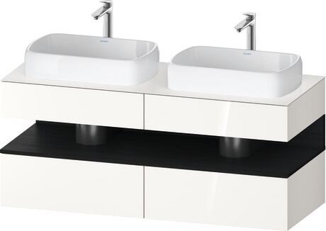 Console vanity unit wall-mounted, QA4767016226010 Front: White High Gloss, Decor, Corpus: White High Gloss, Decor, Console: White High Gloss, Lacquer, Niche lighting Integrated
