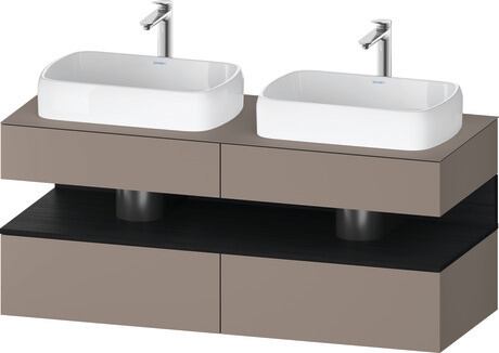 Console vanity unit wall-mounted, QA4767016436010 Front: Basalte Matt, Decor, Corpus: Basalte Matt, Decor, Console: Basalte Matt, Lacquer, Niche lighting Integrated