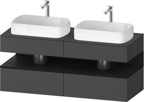 Console vanity unit wall-mounted, QA4767016496010 Front: Graphite Matt, Decor, Corpus: Graphite Matt, Decor, Console: Graphite Matt, Lacquer, Niche lighting Integrated