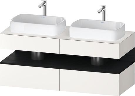 Console vanity unit wall-mounted, QA4767016846010 Front: White Super Matt, Decor, Corpus: White Super Matt, Decor, Console: White Super Matt, Lacquer, Niche lighting Integrated