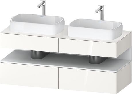 Console vanity unit wall-mounted, QA4767018226010 Front: White High Gloss, Decor, Corpus: White High Gloss, Decor, Console: White High Gloss, Lacquer, Niche lighting Integrated