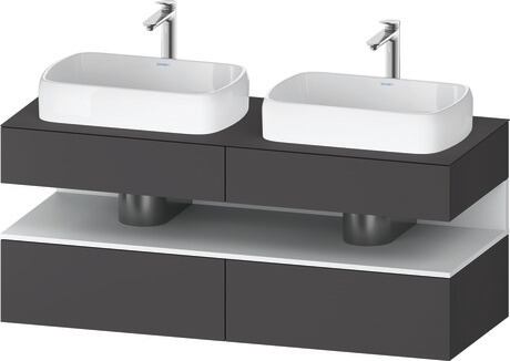 Console vanity unit wall-mounted, QA4767018496010 Front: Graphite Matt, Decor, Corpus: Graphite Matt, Decor, Console: Graphite Matt, Lacquer, Niche lighting Integrated