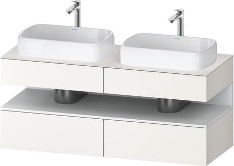 Console vanity unit wall-mounted, QA4767018846010 Front: White Super Matt, Decor, Corpus: White Super Matt, Decor, Console: White Super Matt, Lacquer, Niche lighting Integrated