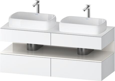 Console vanity unit wall-mounted, QA4767022186010 Front: White Matt, Decor, Corpus: White Matt, Decor, Console: White Matt, Lacquer, Niche lighting Integrated