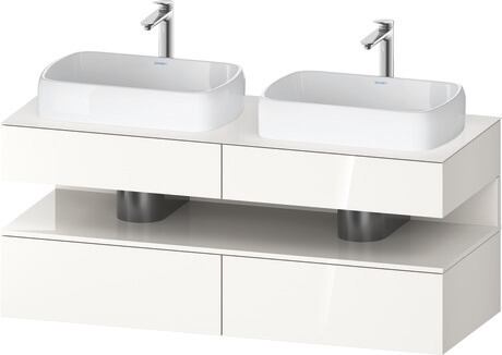 Console vanity unit wall-mounted, QA4767022226010 Front: White High Gloss, Decor, Corpus: White High Gloss, Decor, Console: White High Gloss, Lacquer, Niche lighting Integrated