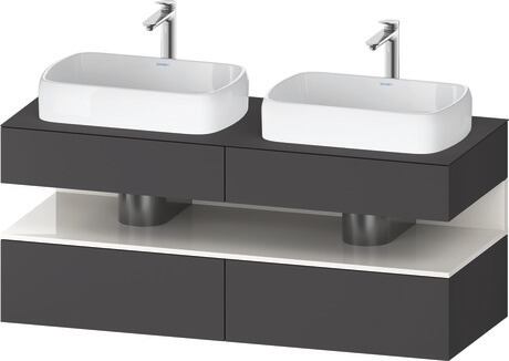 Console vanity unit wall-mounted, QA4767022496010 Front: Graphite Matt, Decor, Corpus: Graphite Matt, Decor, Console: Graphite Matt, Lacquer, Niche lighting Integrated