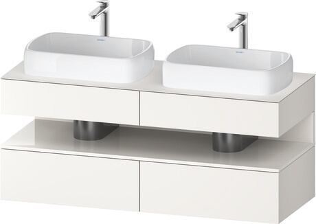 Console vanity unit wall-mounted, QA4767022846010 Front: White Super Matt, Decor, Corpus: White Super Matt, Decor, Console: White Super Matt, Lacquer, Niche lighting Integrated