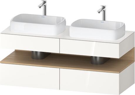Console vanity unit wall-mounted, QA4767030226010 Front: White High Gloss, Decor, Corpus: White High Gloss, Decor, Console: White High Gloss, Lacquer, Niche lighting Integrated