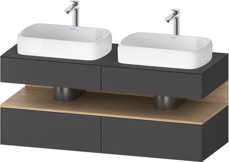 Console vanity unit wall-mounted, QA4767030496010 Front: Graphite Matt, Decor, Corpus: Graphite Matt, Decor, Console: Graphite Matt, Lacquer, Niche lighting Integrated