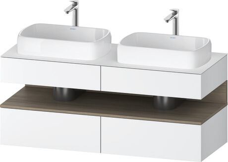 Console vanity unit wall-mounted, QA4767035186010 Front: White Matt, Decor, Corpus: White Matt, Decor, Console: White Matt, Lacquer, Niche lighting Integrated