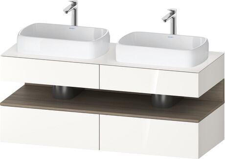 Console vanity unit wall-mounted, QA4767035226010 Front: White High Gloss, Decor, Corpus: White High Gloss, Decor, Console: White High Gloss, Lacquer, Niche lighting Integrated