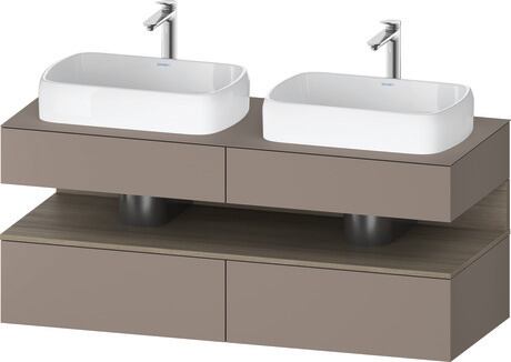Console vanity unit wall-mounted, QA4767035436010 Front: Basalte Matt, Decor, Corpus: Basalte Matt, Decor, Console: Basalte Matt, Lacquer, Niche lighting Integrated