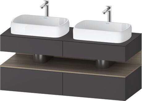 Console vanity unit wall-mounted, QA4767035496010 Front: Graphite Matt, Decor, Corpus: Graphite Matt, Decor, Console: Graphite Matt, Lacquer, Niche lighting Integrated