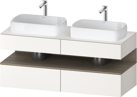 Console vanity unit wall-mounted, QA4767035846010 Front: White Super Matt, Decor, Corpus: White Super Matt, Decor, Console: White Super Matt, Lacquer, Niche lighting Integrated