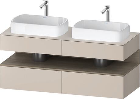 Console vanity unit wall-mounted, QA4767035916010 Front: taupe Matt, Decor, Corpus: taupe Matt, Decor, Console: taupe Matt, Lacquer, Niche lighting Integrated