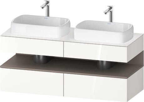 Console vanity unit wall-mounted, QA4767043226010 Front: White High Gloss, Decor, Corpus: White High Gloss, Decor, Console: White High Gloss, Lacquer, Niche lighting Integrated