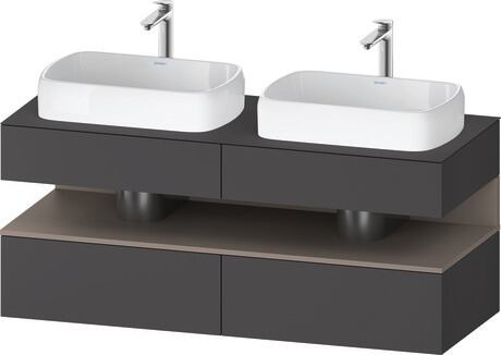 Console vanity unit wall-mounted, QA4767043496010 Front: Graphite Matt, Decor, Corpus: Graphite Matt, Decor, Console: Graphite Matt, Lacquer, Niche lighting Integrated