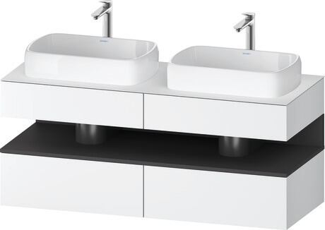 Console vanity unit wall-mounted, QA4767049186010 Front: White Matt, Decor, Corpus: White Matt, Decor, Console: White Matt, Lacquer, Niche lighting Integrated