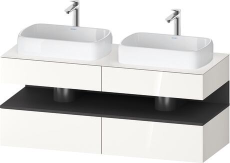Console vanity unit wall-mounted, QA4767049226010 Front: White High Gloss, Decor, Corpus: White High Gloss, Decor, Console: White High Gloss, Lacquer, Niche lighting Integrated