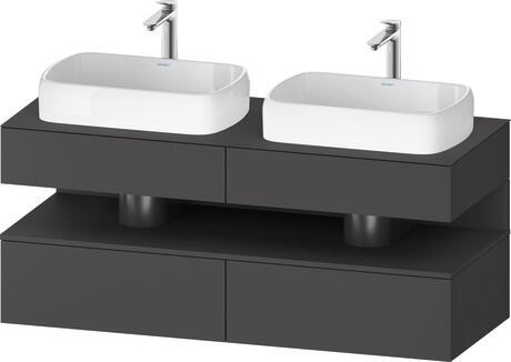Console vanity unit wall-mounted, QA4767049497010 Front: Graphite Matt, Decor, Corpus: Graphite Matt, Decor, Console: Graphite Matt, Lacquer, Niche lighting Integrated