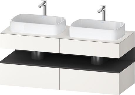 Console vanity unit wall-mounted, QA4767049846010 Front: White Super Matt, Decor, Corpus: White Super Matt, Decor, Console: White Super Matt, Lacquer, Niche lighting Integrated
