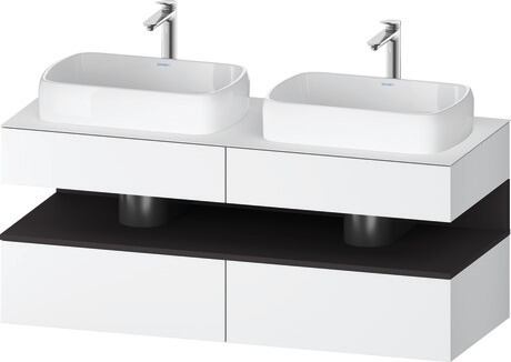 Console vanity unit wall-mounted, QA4767080186010 Front: White Matt, Decor, Corpus: White Matt, Decor, Console: White Matt, Lacquer, Niche lighting Integrated