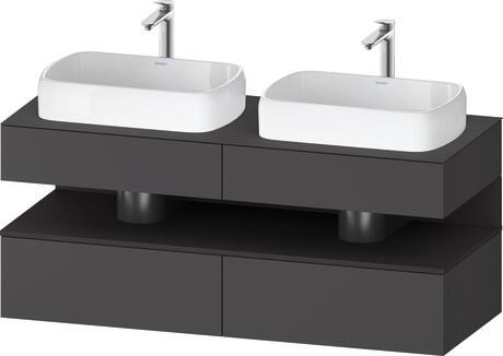 Console vanity unit wall-mounted, QA4767080496010 Front: Graphite Matt, Decor, Corpus: Graphite Matt, Decor, Console: Graphite Matt, Lacquer, Niche lighting Integrated