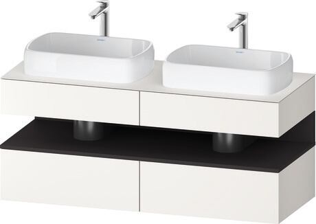 Console vanity unit wall-mounted, QA4767080846010 Front: White Super Matt, Decor, Corpus: White Super Matt, Decor, Console: White Super Matt, Lacquer, Niche lighting Integrated
