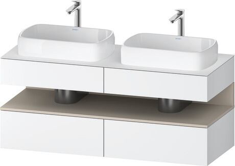 Console vanity unit wall-mounted, QA4767083186010 Front: White Matt, Decor, Corpus: White Matt, Decor, Console: White Matt, Lacquer, Niche lighting Integrated