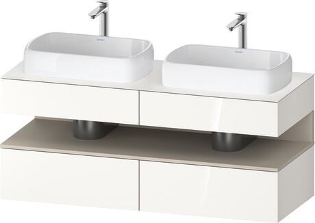 Console vanity unit wall-mounted, QA4767083226010 Front: White High Gloss, Decor, Corpus: White High Gloss, Decor, Console: White High Gloss, Lacquer, Niche lighting Integrated