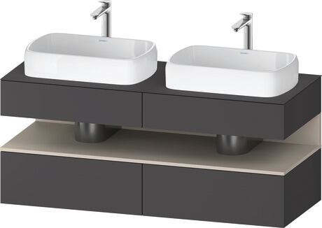 Console vanity unit wall-mounted, QA4767083496010 Front: Graphite Matt, Decor, Corpus: Graphite Matt, Decor, Console: Graphite Matt, Lacquer, Niche lighting Integrated