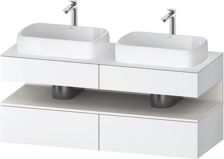 Console vanity unit wall-mounted, QA4767084186010 Front: White Matt, Decor, Corpus: White Matt, Decor, Console: White Matt, Lacquer, Niche lighting Integrated