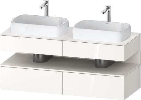 Console vanity unit wall-mounted, QA4767084226010 Front: White High Gloss, Decor, Corpus: White High Gloss, Decor, Console: White High Gloss, Lacquer, Niche lighting Integrated