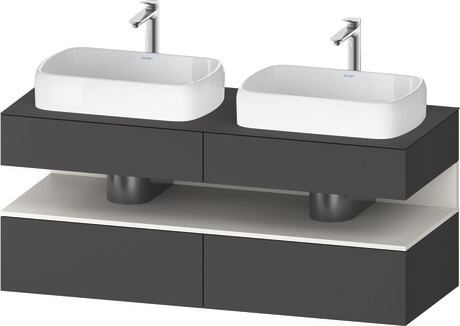 Console vanity unit wall-mounted, QA4767084496010 Front: Graphite Matt, Decor, Corpus: Graphite Matt, Decor, Console: Graphite Matt, Lacquer, Niche lighting Integrated