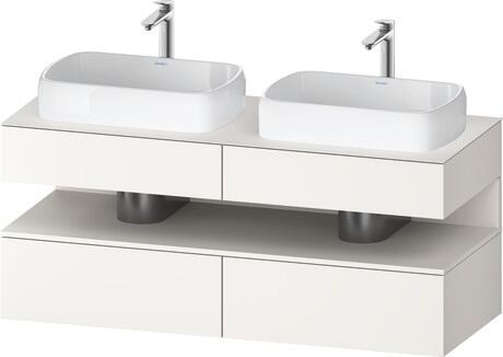 Console vanity unit wall-mounted, QA4767084847010 Front: White Super Matt, Decor, Corpus: White Super Matt, Decor, Console: White Super Matt, Lacquer, Niche lighting Integrated