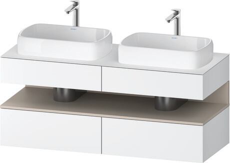 Console vanity unit wall-mounted, QA4767091186010 Front: White Matt, Decor, Corpus: White Matt, Decor, Console: White Matt, Lacquer, Niche lighting Integrated