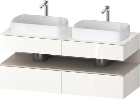 Console vanity unit wall-mounted, QA4767091226010 Front: White High Gloss, Decor, Corpus: White High Gloss, Decor, Console: White High Gloss, Lacquer, Niche lighting Integrated