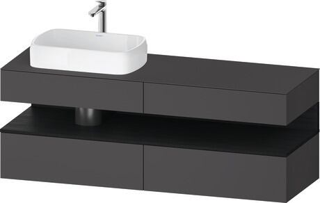 Console vanity unit wall-mounted, QA4777016496010 Front: Graphite Matt, Decor, Corpus: Graphite Matt, Decor, Console: Graphite Matt, Lacquer, Niche lighting Integrated