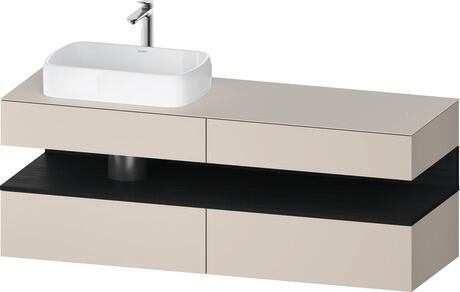 Console vanity unit wall-mounted, QA4777016916010 Front: taupe Matt, Decor, Corpus: taupe Matt, Decor, Console: taupe Matt, Lacquer, Niche lighting Integrated
