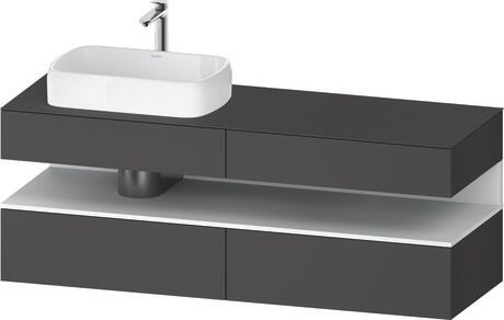 Console vanity unit wall-mounted, QA4777018496010 Front: Graphite Matt, Decor, Corpus: Graphite Matt, Decor, Console: Graphite Matt, Lacquer, Niche lighting Integrated