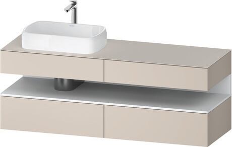 Console vanity unit wall-mounted, QA4777018916010 Front: taupe Matt, Decor, Corpus: taupe Matt, Decor, Console: taupe Matt, Lacquer, Niche lighting Integrated