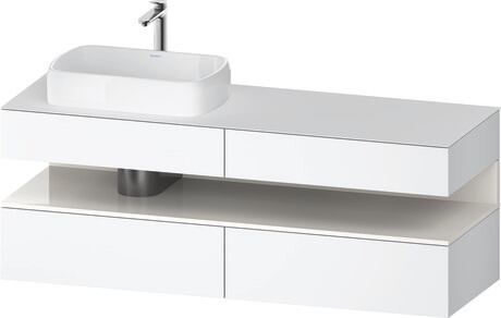 Console vanity unit wall-mounted, QA4777022186010 Front: White Matt, Decor, Corpus: White Matt, Decor, Console: White Matt, Lacquer, Niche lighting Integrated