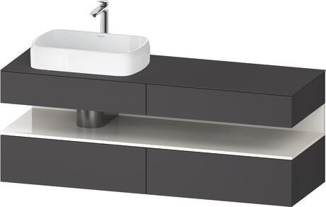 Console vanity unit wall-mounted, QA4777022496010 Front: Graphite Matt, Decor, Corpus: Graphite Matt, Decor, Console: Graphite Matt, Lacquer, Niche lighting Integrated