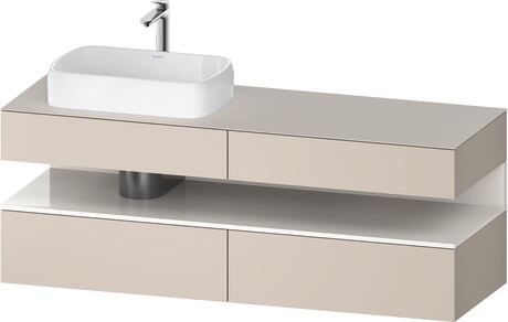 Console vanity unit wall-mounted, QA4777022916010 Front: taupe Matt, Decor, Corpus: taupe Matt, Decor, Console: taupe Matt, Lacquer, Niche lighting Integrated