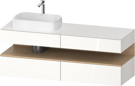 Console vanity unit wall-mounted, QA4777030226010 Front: White High Gloss, Decor, Corpus: White High Gloss, Decor, Console: White High Gloss, Lacquer, Niche lighting Integrated