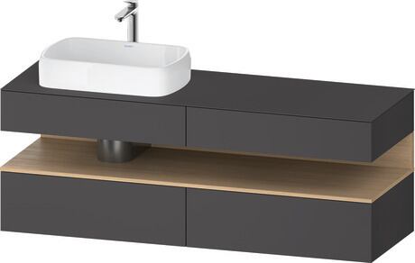 Console vanity unit wall-mounted, QA4777030496010 Front: Graphite Matt, Decor, Corpus: Graphite Matt, Decor, Console: Graphite Matt, Lacquer, Niche lighting Integrated