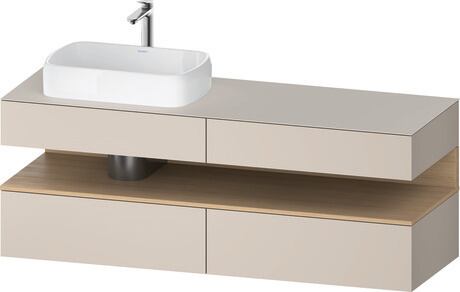 Console vanity unit wall-mounted, QA4777030916010 Front: taupe Matt, Decor, Corpus: taupe Matt, Decor, Console: taupe Matt, Lacquer, Niche lighting Integrated