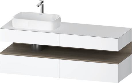Console vanity unit wall-mounted, QA4777035186010 Front: White Matt, Decor, Corpus: White Matt, Decor, Console: White Matt, Lacquer, Niche lighting Integrated