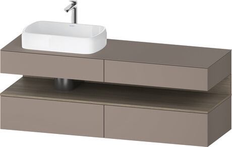 Console vanity unit wall-mounted, QA4777035436010 Front: Basalte Matt, Decor, Corpus: Basalte Matt, Decor, Console: Basalte Matt, Lacquer, Niche lighting Integrated