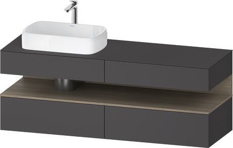 Console vanity unit wall-mounted, QA4777035496010 Front: Graphite Matt, Decor, Corpus: Graphite Matt, Decor, Console: Graphite Matt, Lacquer, Niche lighting Integrated